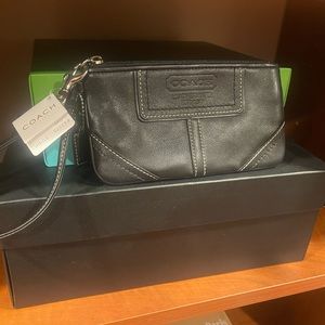 COACH Black Leather Wristlet